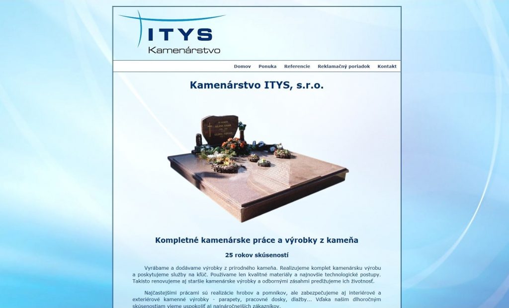 Referencie tvorby web stránok - Kamenárstvo Itys