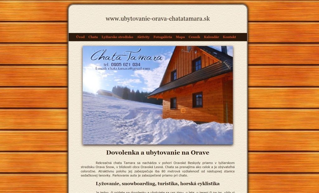 Referencie tvorby web stránok - Ubytovanie Orava chata Tamara
